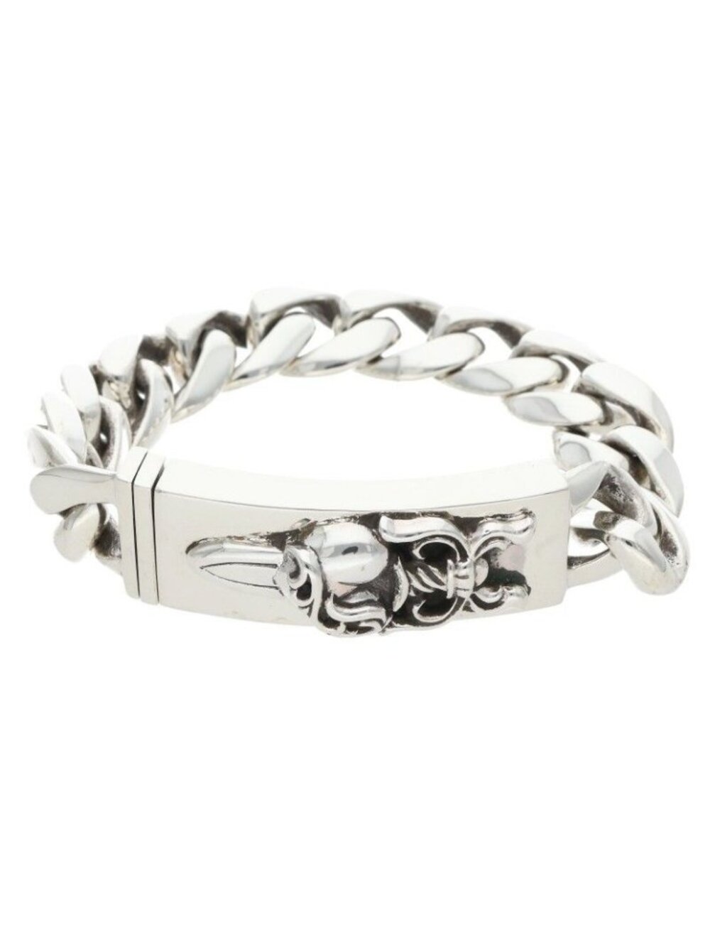 Chrome Hearts ID Dggr Heart Dagger ID Classic Link Silver Bracelet